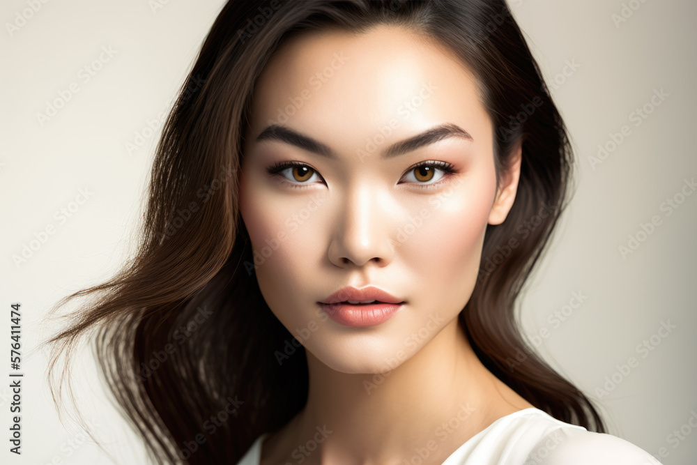 Fototapeta premium Portrait of a young & beautiful asian woman AI generated art