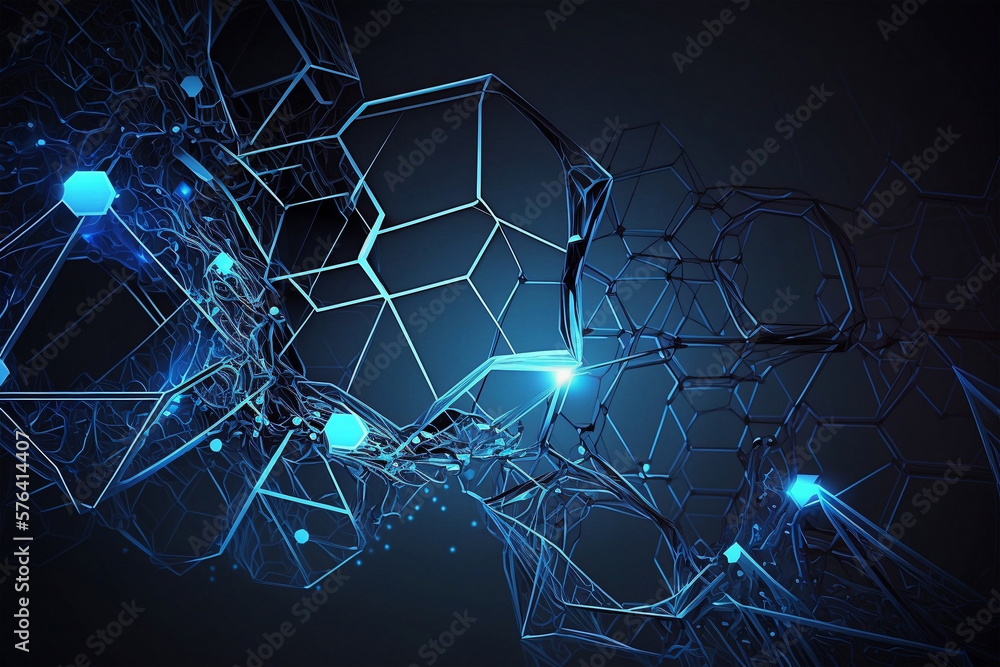Fototapeta premium background Abstract blue glowing waves, generative ai