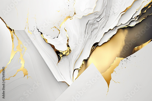 White and gold marble background. Wedding invitation, card backdrop, banner. Ai generated