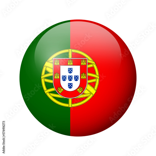 Portugal flag - glossy circle badge. Vector icon.