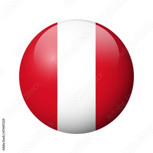 Peru flag - glossy circle badge. Vector icon.