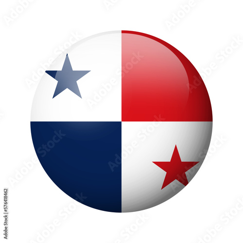 Panama flag - glossy circle badge. Vector icon.