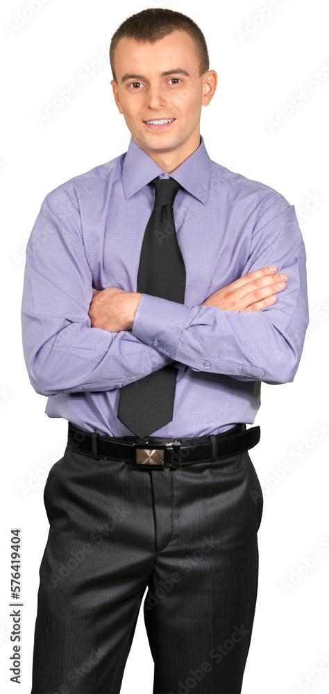 Handsome Businessman Standing with Arms folded - Isolated Handsome Businessman Standing with Arms folded - Isolated
