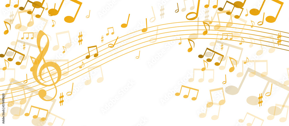 Obraz premium note musicali su sfondo nero, concetto di musica, concerto , png, trasparente