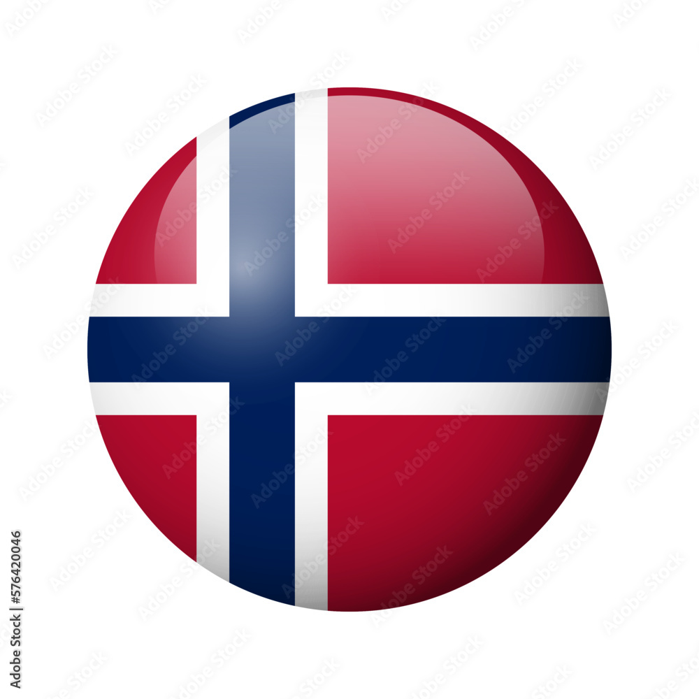 Norway flag - glossy circle badge. Vector icon. Norway flag - glossy circle badge. Vector icon.