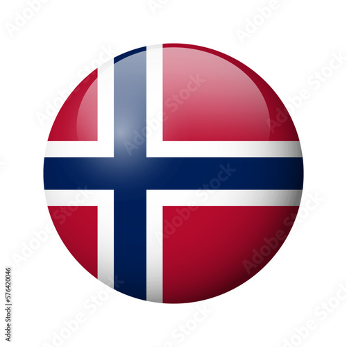 Norway flag - glossy circle badge. Vector icon.