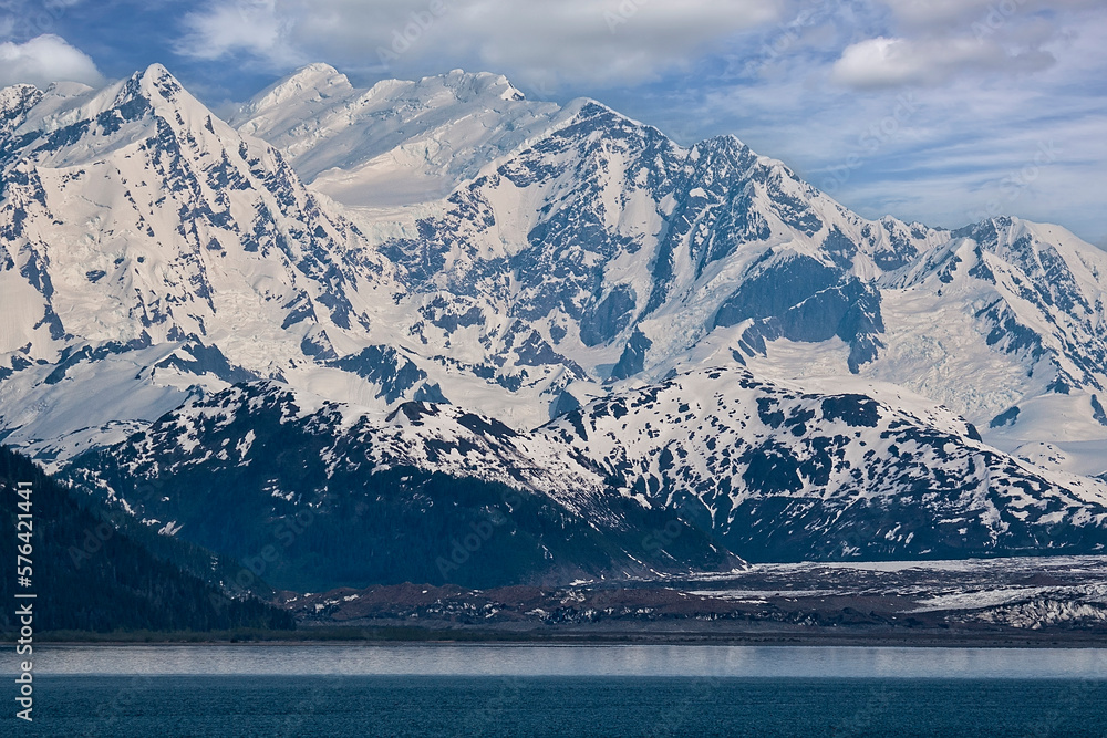 Alaskan Mountain Range in Glacier Bay, Alaska