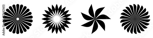 Icon set of Abstract Round Radial circle design element. Flat vector illustration