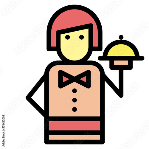 waitress filled outline icon style