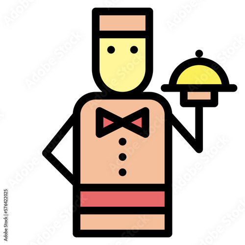 waiter filled outline icon style