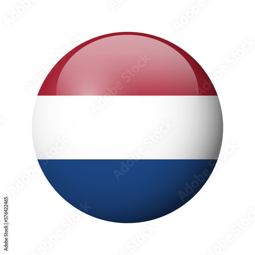 Netherlands flag - glossy circle badge. Vector icon.