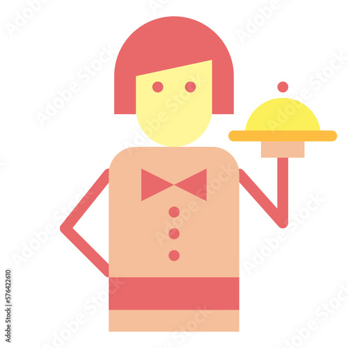 waitress flat icon style