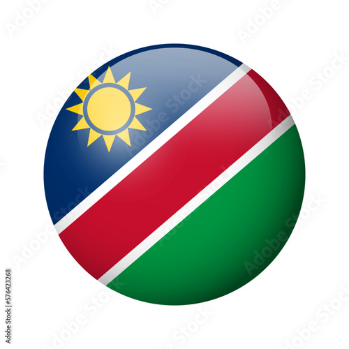 Namibia flag - glossy circle badge. Vector icon. photo