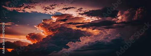 beautiful cloudy sunset colorful sky over horizon © Fernando