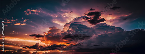 beautiful cloudy sunset colorful sky over horizon © Fernando