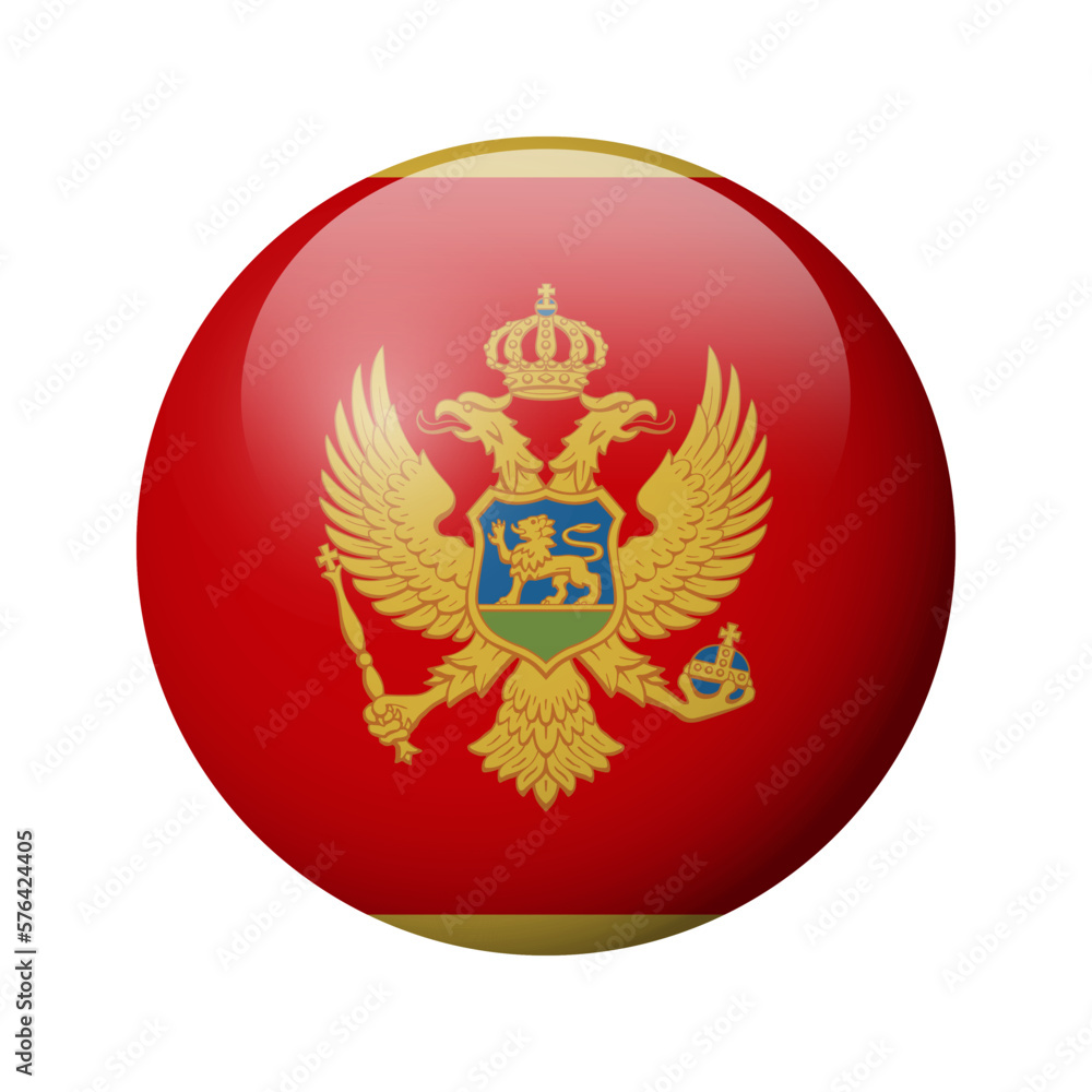 Montenegro flag - glossy circle badge. Vector icon. Montenegro flag - glossy circle badge. Vector icon.