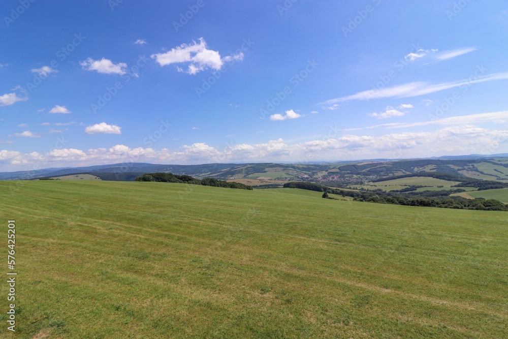 A view to the landscape with meadows and forests at White Carpathians, Slovakia