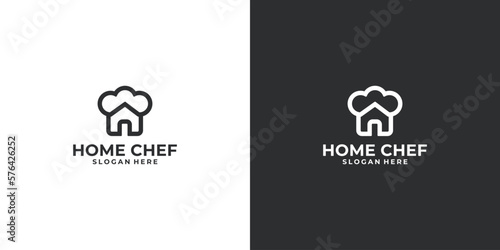 template home restaurant food chef hat kitchen restaurant cafe logo hipster vintage vector icon