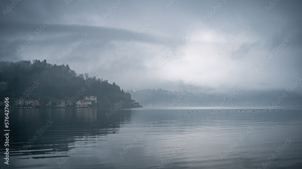 fog over the  Lake Orta (Italy)