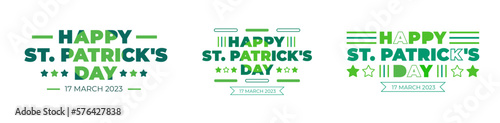 Happy St. Patrick's Day typography design template set. Saint Patrick's day festival text design. St. Patrick's Day typography vector bundle for Saint Patrick's Day 17 march event celebration.