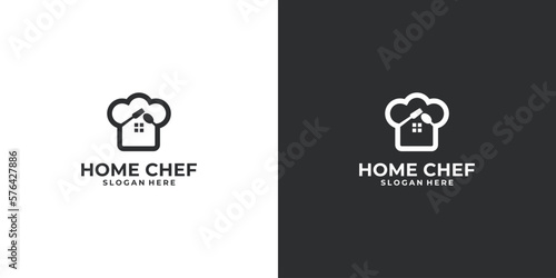 template home restaurant food chef hat kitchen restaurant cafe logo hipster vintage vector icon spoon  fork