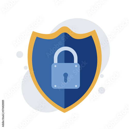 Internet security Concept for web page, cyber security. Big shield with padlock. Vector illustration