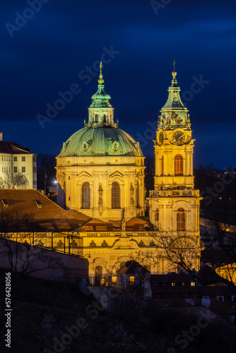 illuminated church of st. nicholas in prague © Ladislav_Zemanek