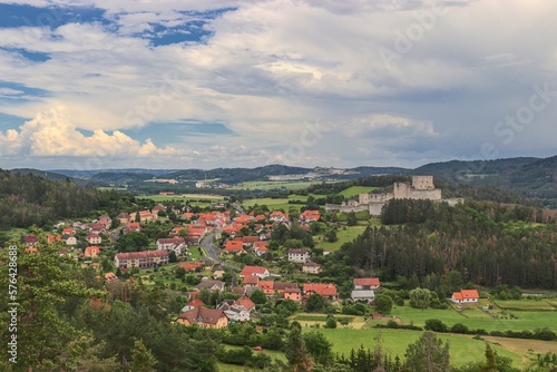 A view to the historical castle Rabi above city Rabi, Czech republic