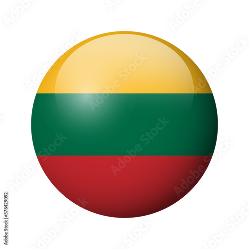 Lithuania flag - glossy circle badge. Vector icon.