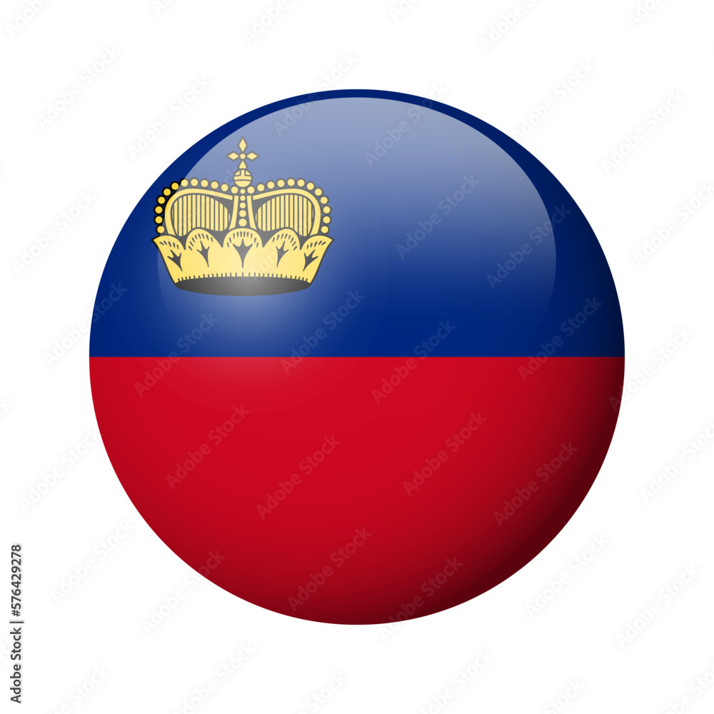 Obraz premium Liechtenstein flag - glossy circle badge. Vector icon.