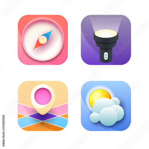 Set Abstract Gradient Square Collection Icons Symbols Signs Shadow Logotype Vector Design Style User Interface Elements Neumorphic Ui Ux Kit