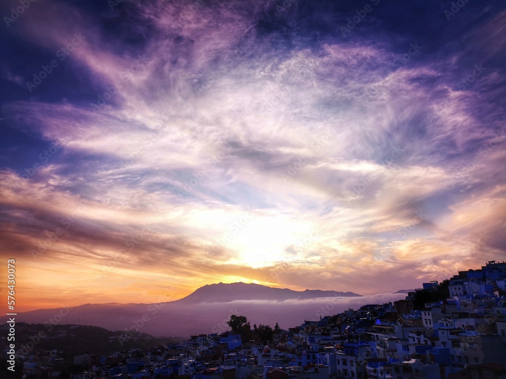 sunset in Chefchaouen, Morocco
