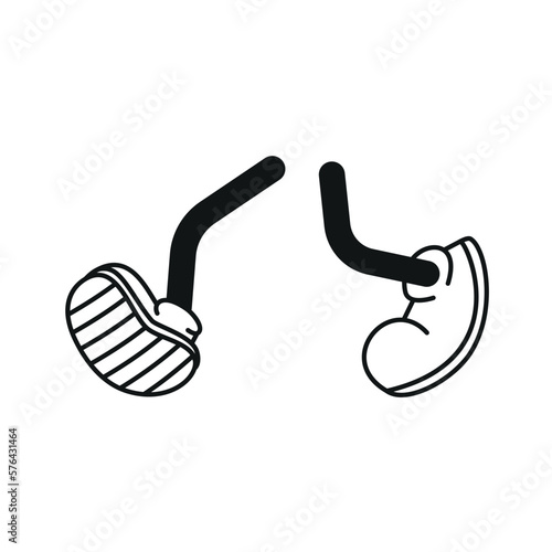 Cartoon vector walking feet in trainers or sneakers on stick legs in various positions