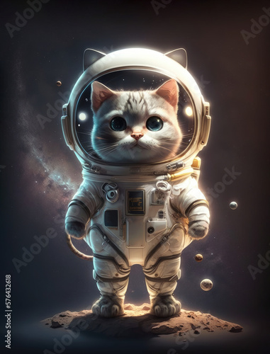 Fototapeta kittens in outer space that are wearing a space suit, an astronaut cat, a space cat