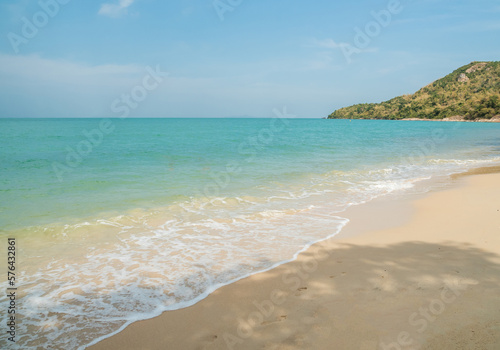 Beautiful Landscape summer panorama front viewpoint tropical sea beach white sand clean and bluesky rockmountain calm Nature ocean Beautiful  wave water travel 