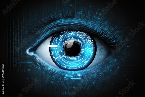Future technology abstract blue eye design