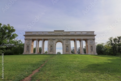 A view to the colonnade Reisten in antique style at the top of the hill near Valtice, Czech republic