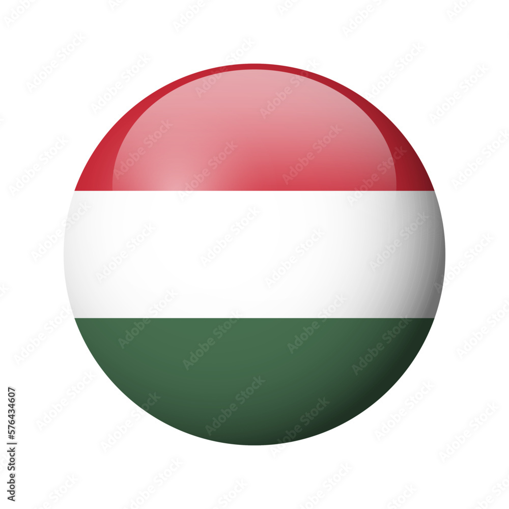 Hungary flag - glossy circle badge. Vector icon. Hungary flag - glossy circle badge. Vector icon.