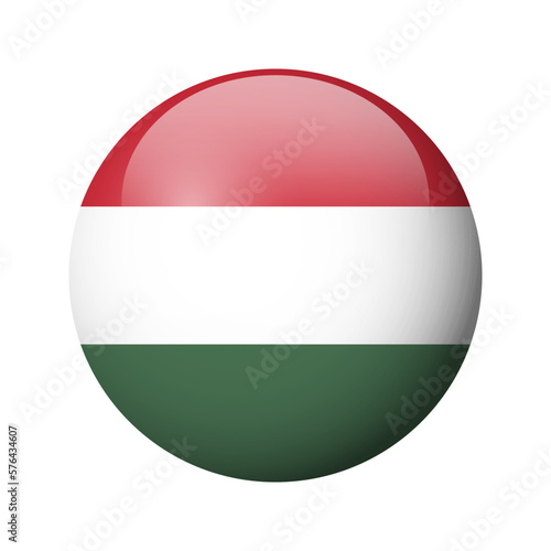 Hungary flag - glossy circle badge. Vector icon.