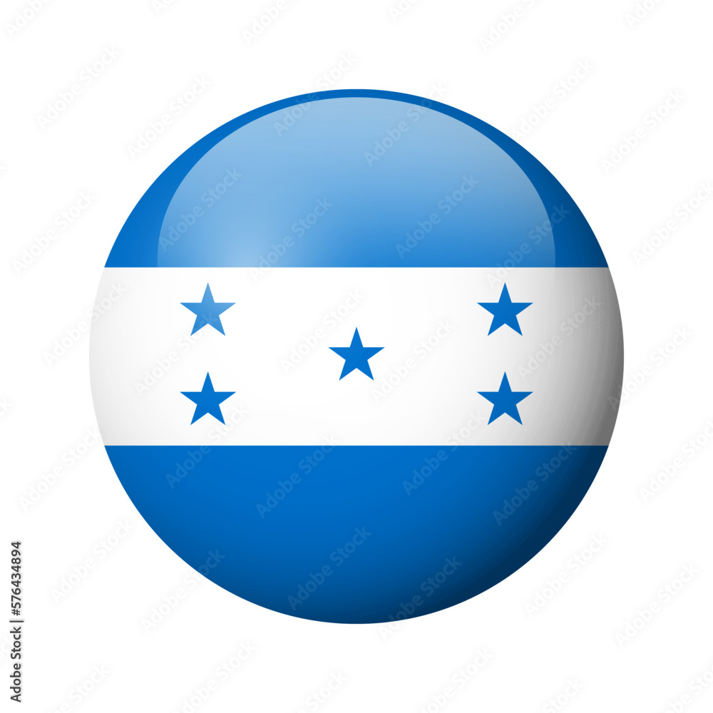 Honduras flag - glossy circle badge. Vector icon. Honduras flag - glossy circle badge. Vector icon.
