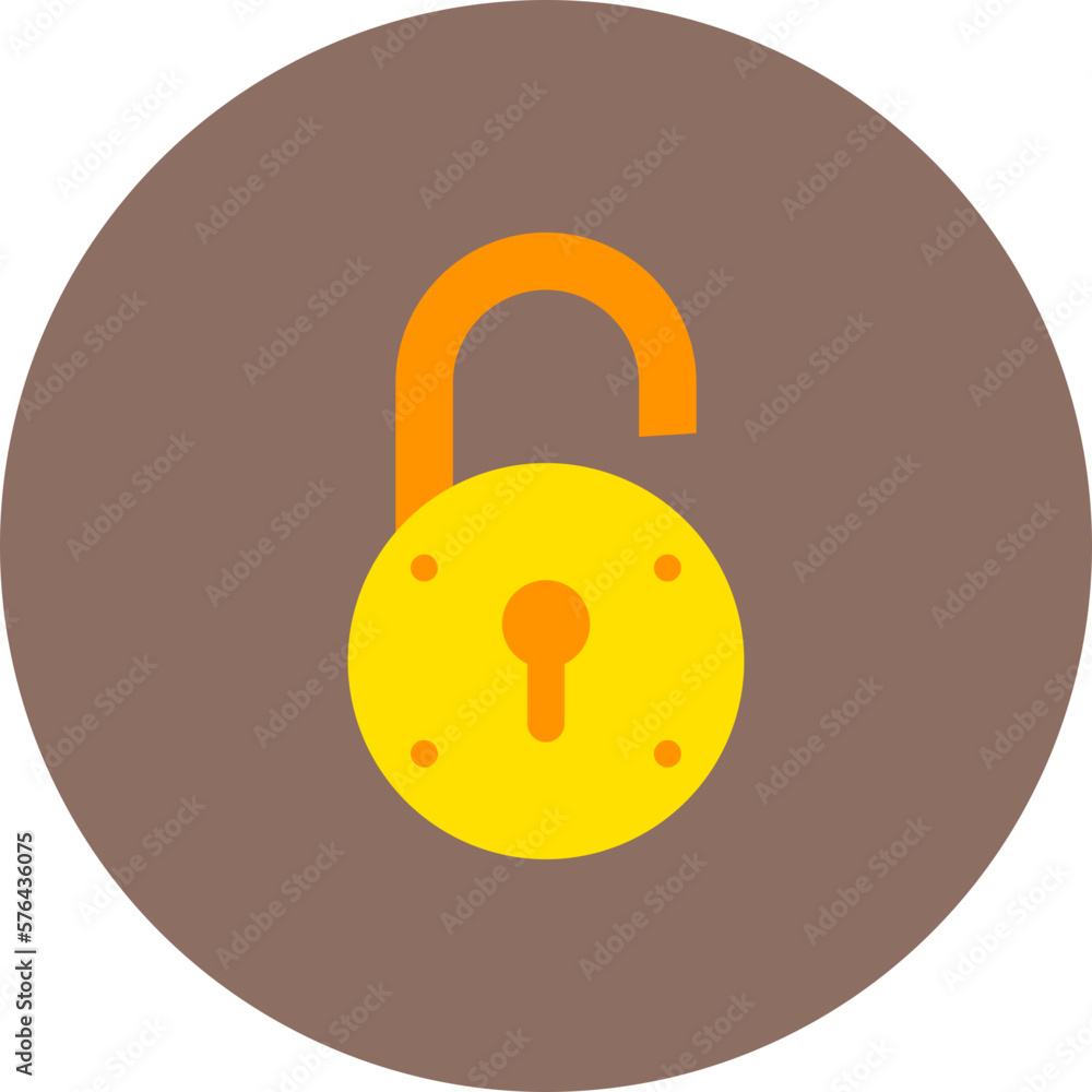 Open Lock Multicolor Circle Flat Icon Open Lock Multicolor Circle Flat Icon