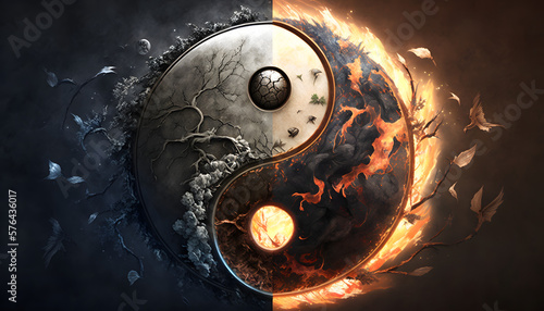 yin yang feu  g  n  r   par IA