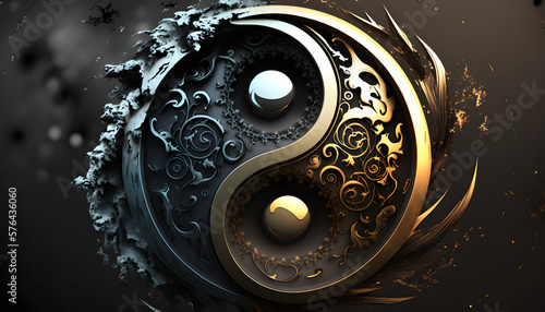 yin yang minéral, généré par IA