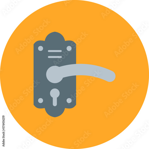 Door Handle Multicolor Circle Flat Icon