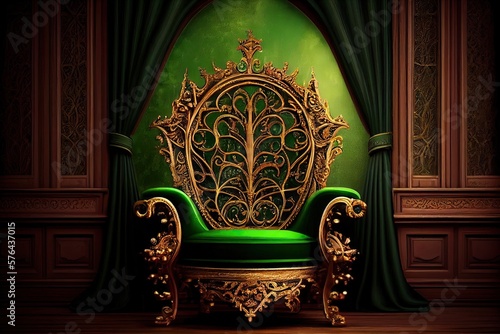 Empty Throne of Kings: A Gleaming Fantasy Artwork with Crowns, Gold and Diamonds, Generative AI