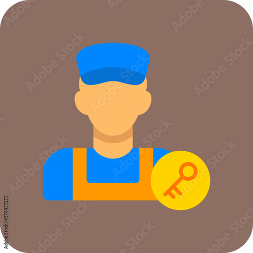Locksmith Multicolor Round Corner Flat Icon