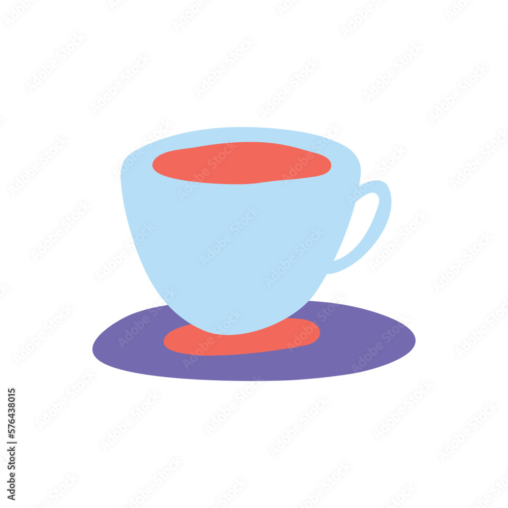 Cartoon Color Cute Cup Kitchen Icon Concept Flat Design Style Isolated on a White Background. Vector illustration Cartoon Color Cute Cup Kitchen Icon Concept Flat Design Style Isolated on a White Background. Vector illustration