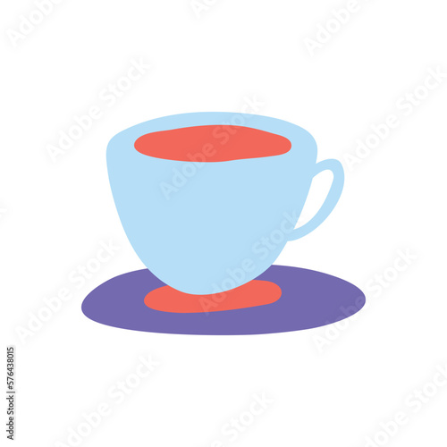 Cartoon Color Cute Cup Kitchen Icon Concept Flat Design Style Isolated on a White Background. Vector illustration