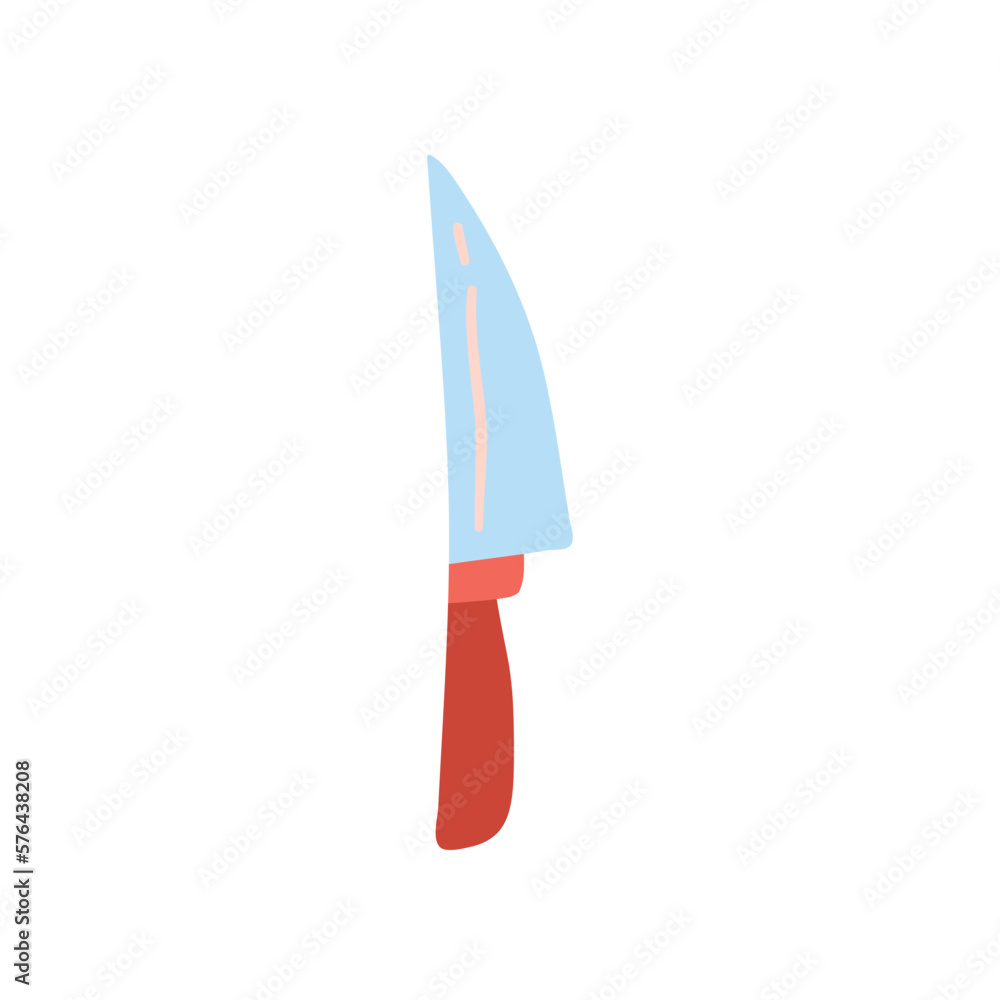 Cartoon Color Cute Knife Kitchen Icon Concept Flat Design Style Isolated on a White Background. Vector illustration