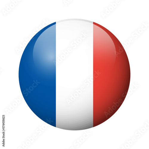 France flag - glossy circle badge. Vector icon.